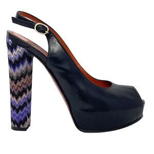 Missoni Platform Peep Toe Sling Back Pumps Size 38  US 8